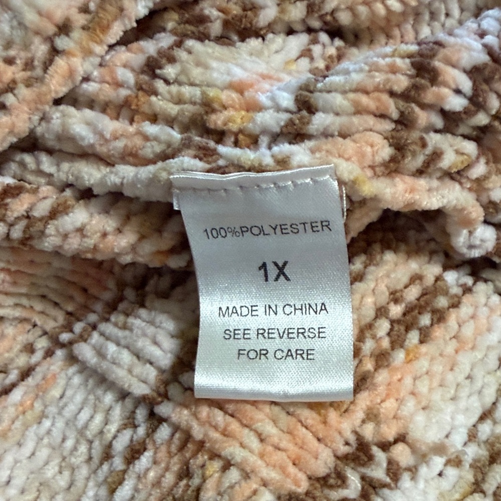 Haptics Striped Chunky Knit Relaxed Cozy Soft Sweater Coral & Brown Plus Size 1X - Picture 13 of 17